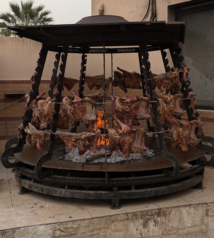 Lamb roasting on an open fire